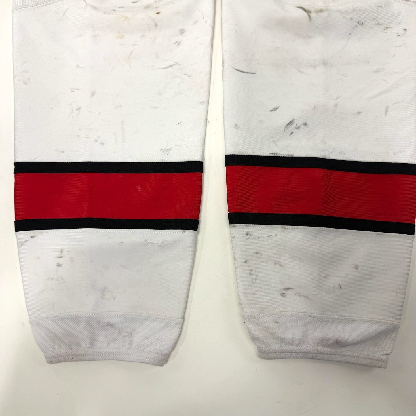 Used White with Red Stripe CCM Socks | XL | AB897