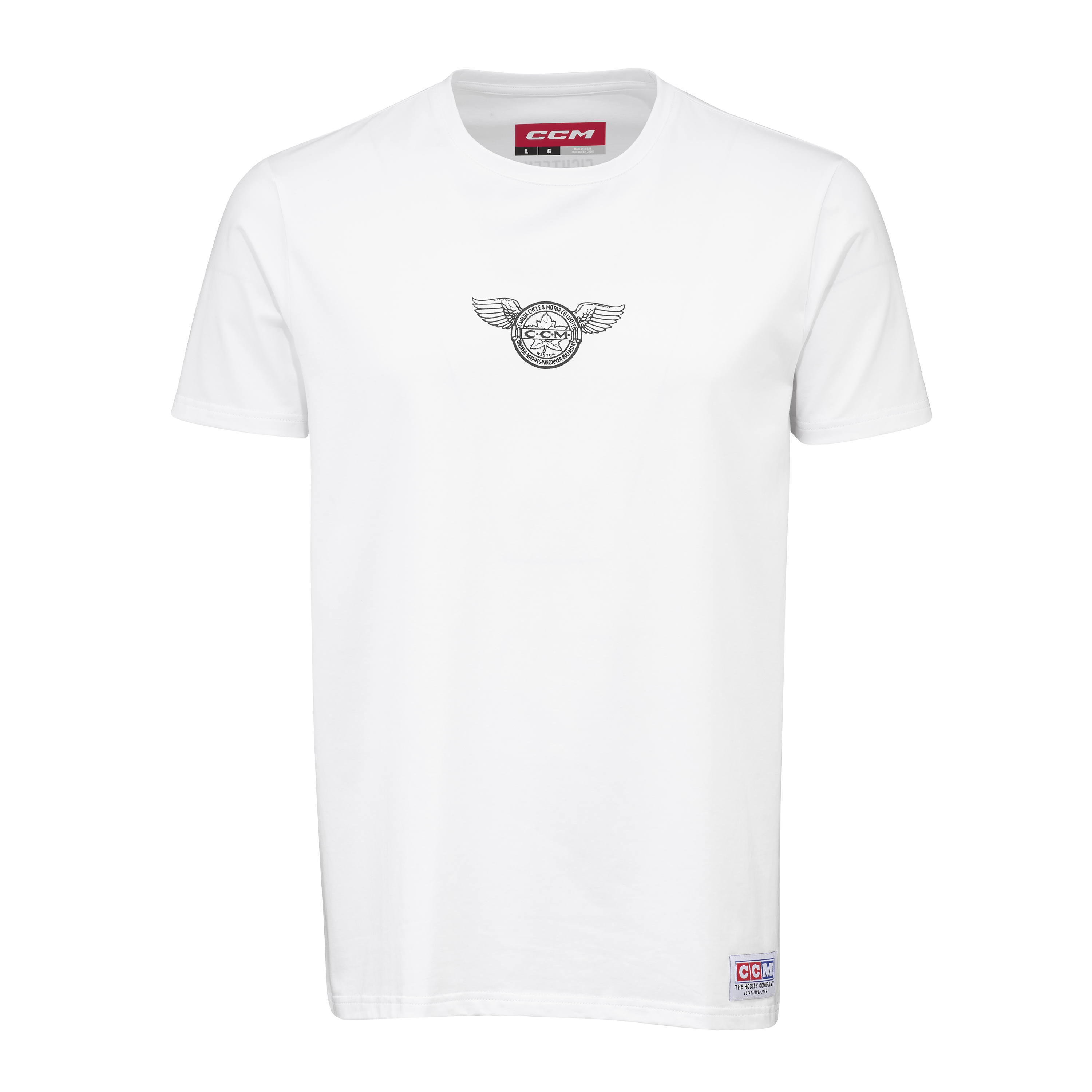 New CCM White Monochrome Short Sleeve Wings Tee | Senior XXL | #191520735340 - Top Flight Hockey