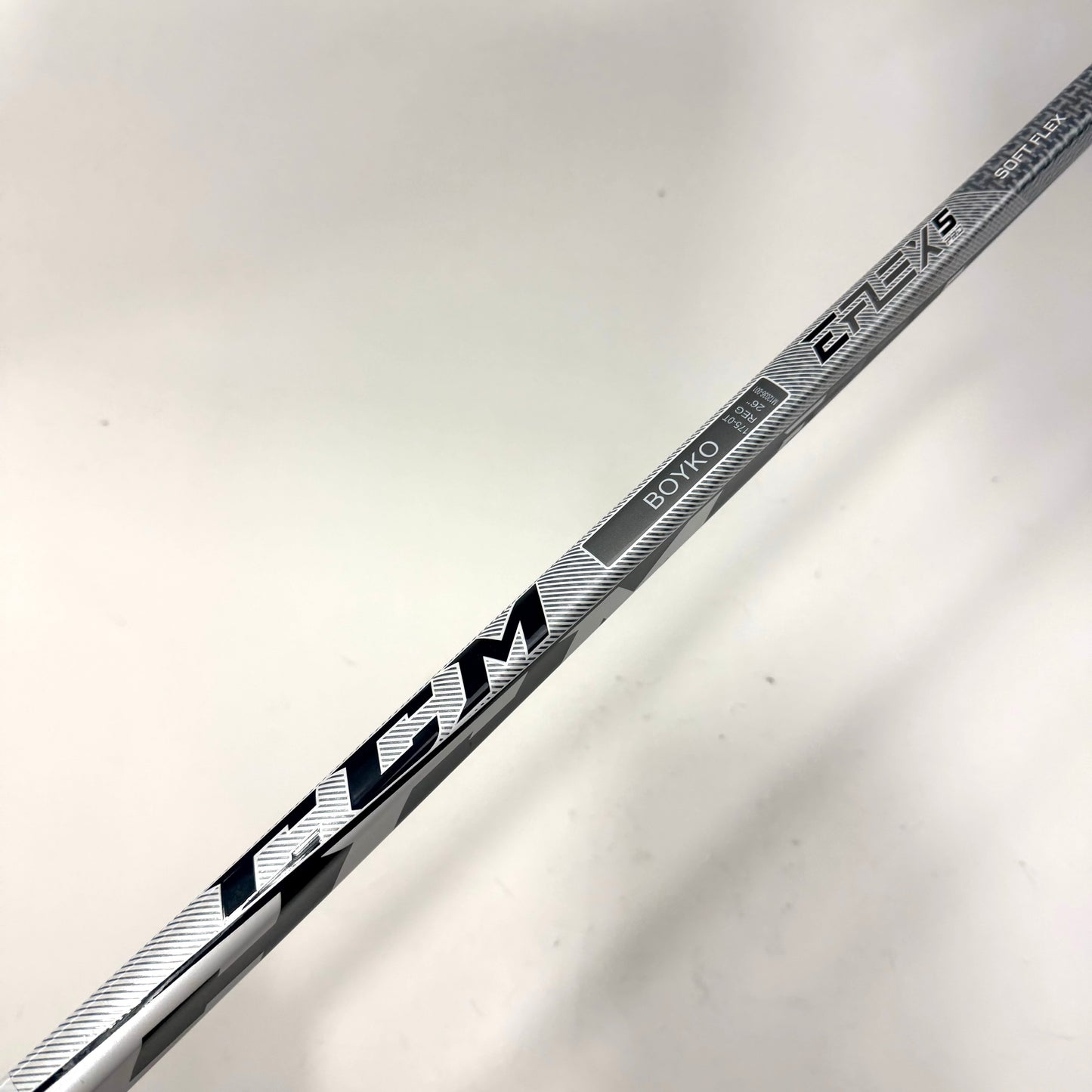 New Regular Blue and White CCM Eflex 5 Pro Lite Goalie Stick | 26" Paddle Heel Curve | M498