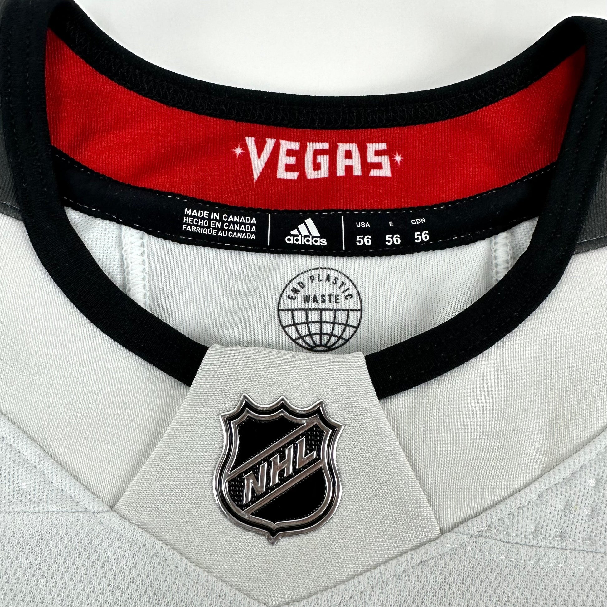 Brand New Away White Primegreen Vegas Golden Knights MIC Made in Canada Blank Game Jersey - Size 56 - Top Flight Hockey
