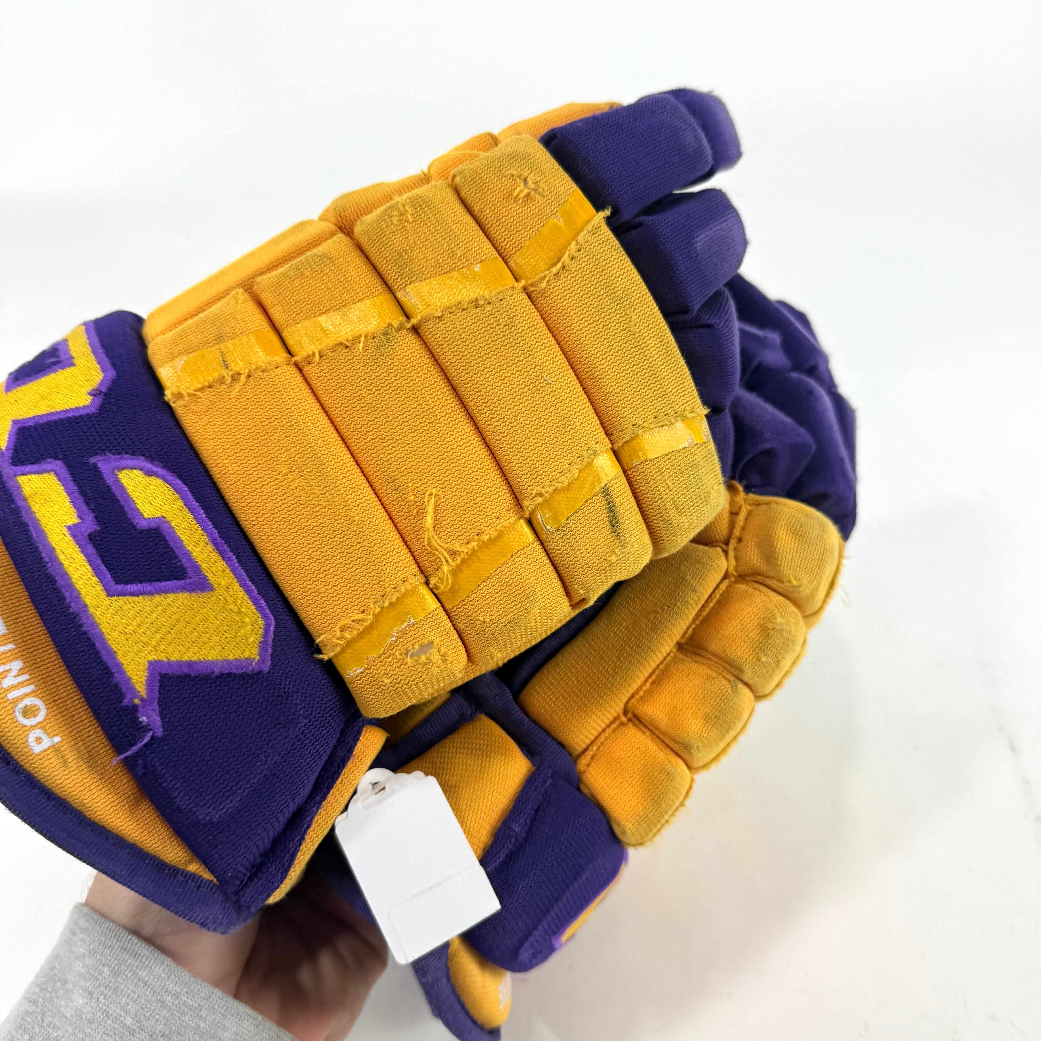 Used Yellow and Purple CCM 4 Roll Pro Gloves | 14" | E464 - Top Flight Hockey