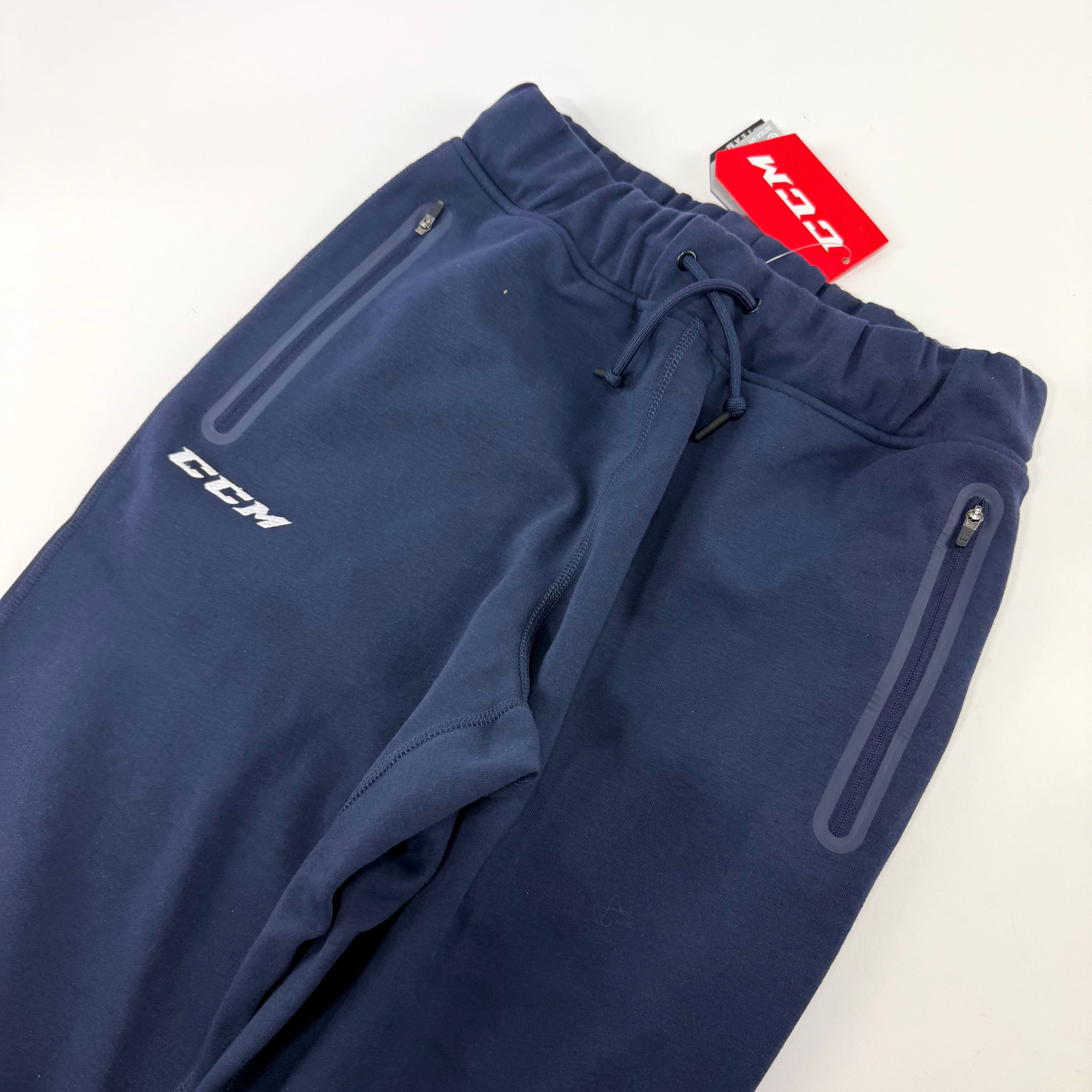 New Navy CCM Mens Premium Tapered Fleece Pant | Senior S | #191520015534 - Top Flight Hockey