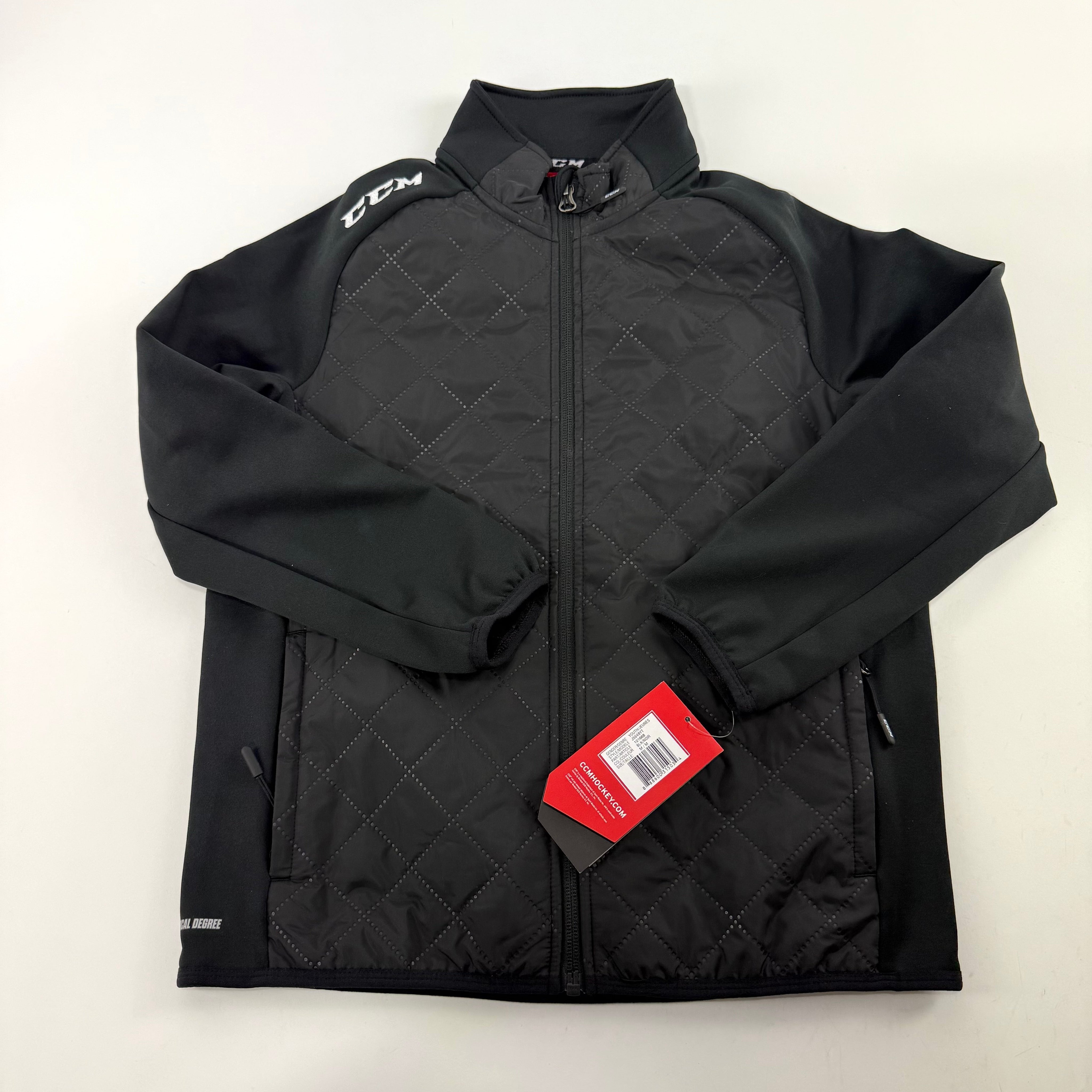 New Black CCM Youth Team Quilted Jacket | Youth M | #888600315034 - Top Flight Hockey