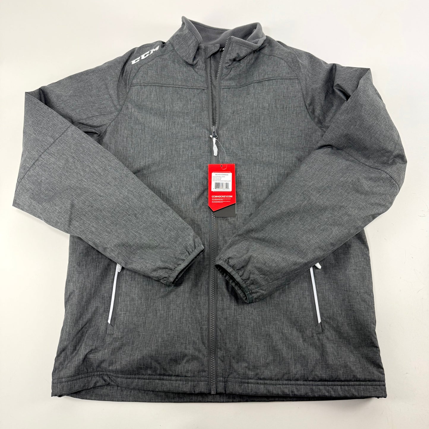 New Dark Grey CCM Adult Team Premium Mid Weight Jacket | Senior S | #888600266541 - Top Flight Hockey