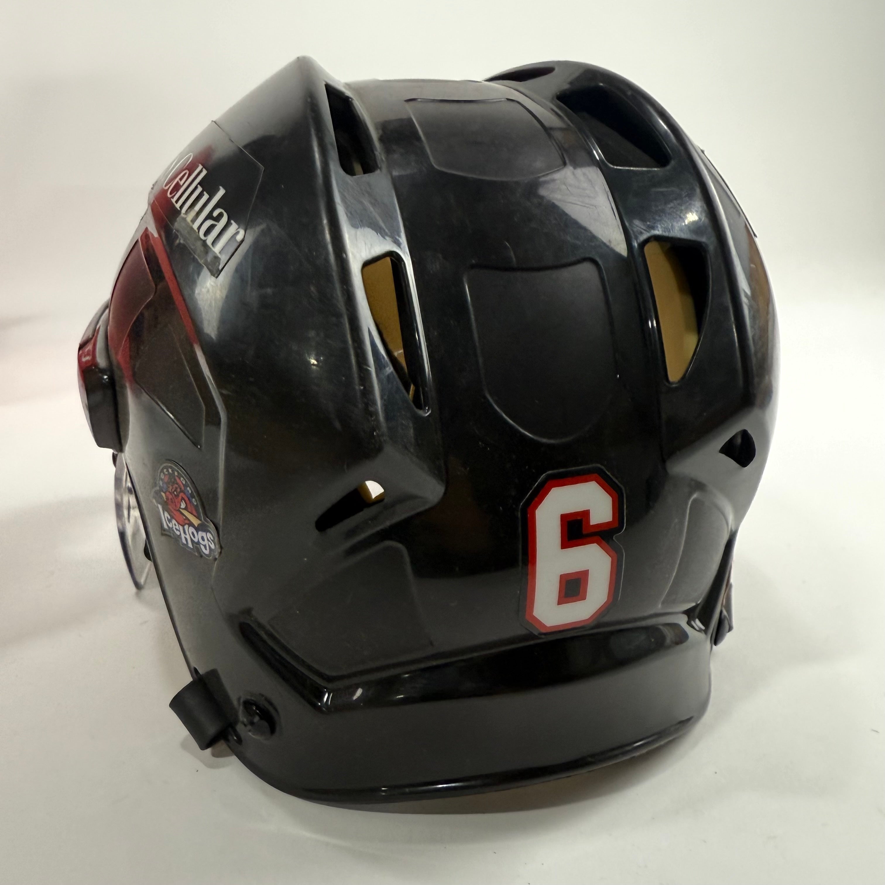 Used Rockford Ice Hogs Black Reebok 4K Helmet With Visor | Medium | L291 - Top Flight Hockey