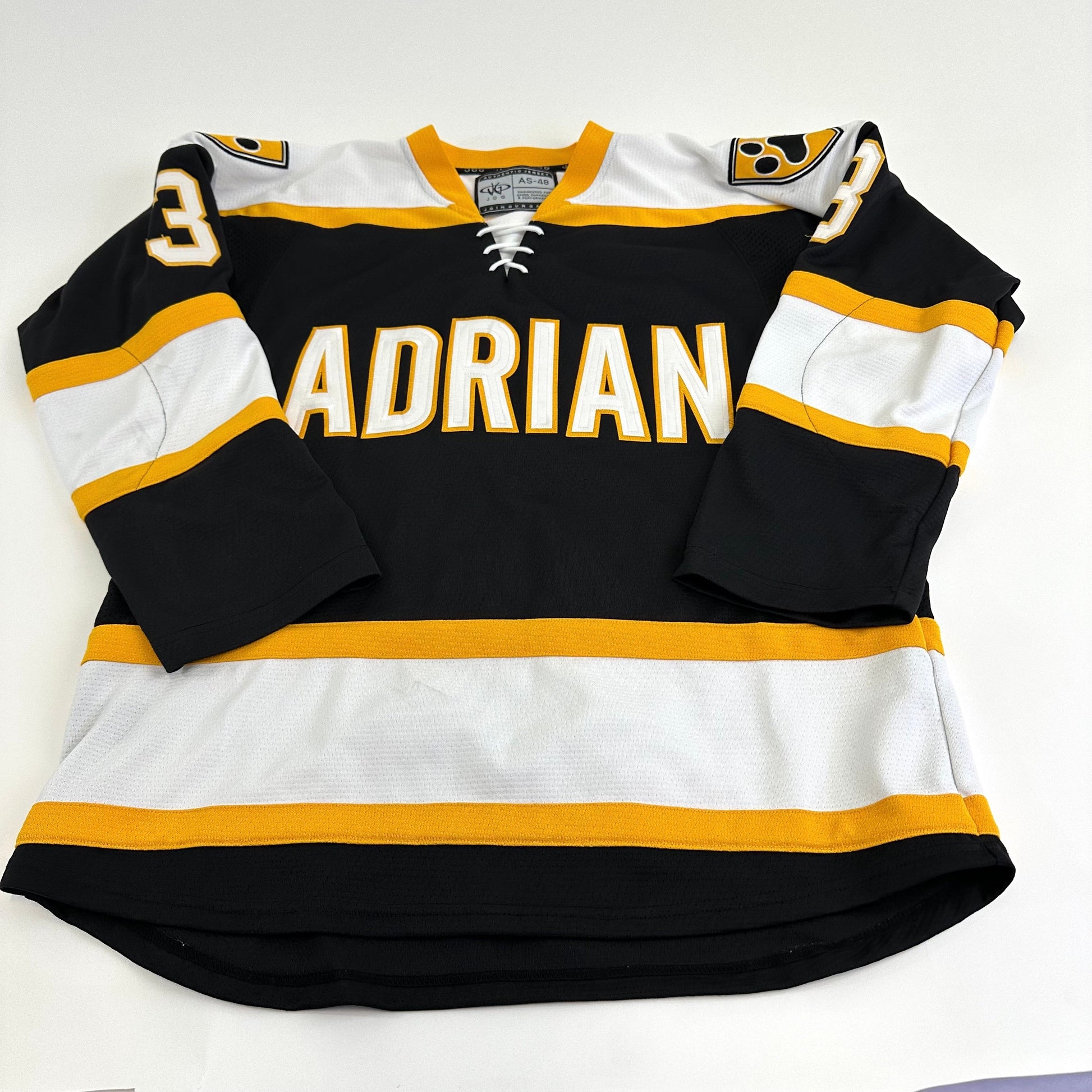 Used Adrian College Black Womens JOG Game Jersey | Size Small-48 | #3 - Top Flight Hockey