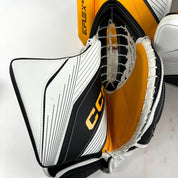 Brand New CCM 6.5 White, Yellow, and Black Full Goalie Set - 34" +1" Pads - 581 Degree Break Glove