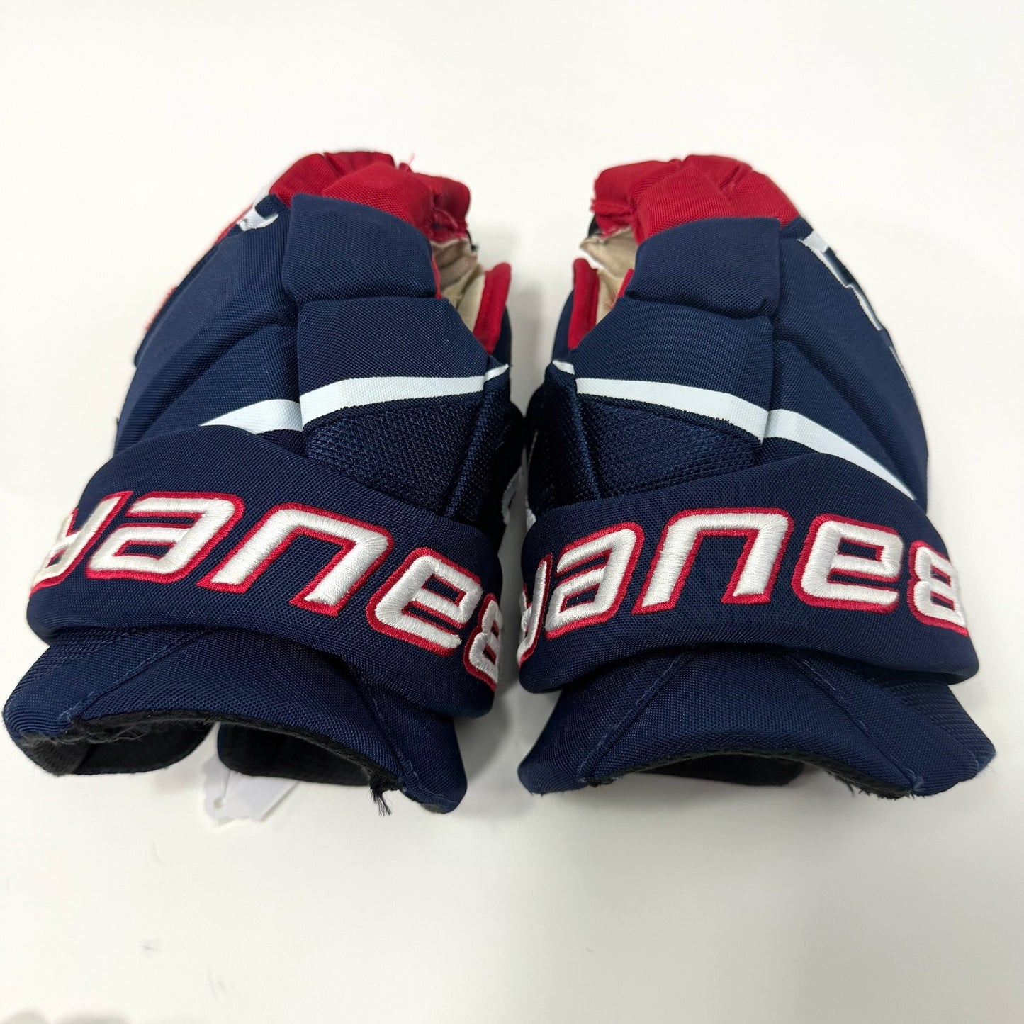 Used Blue Red White Bauer Hyperlite Gloves | 12" | AB806