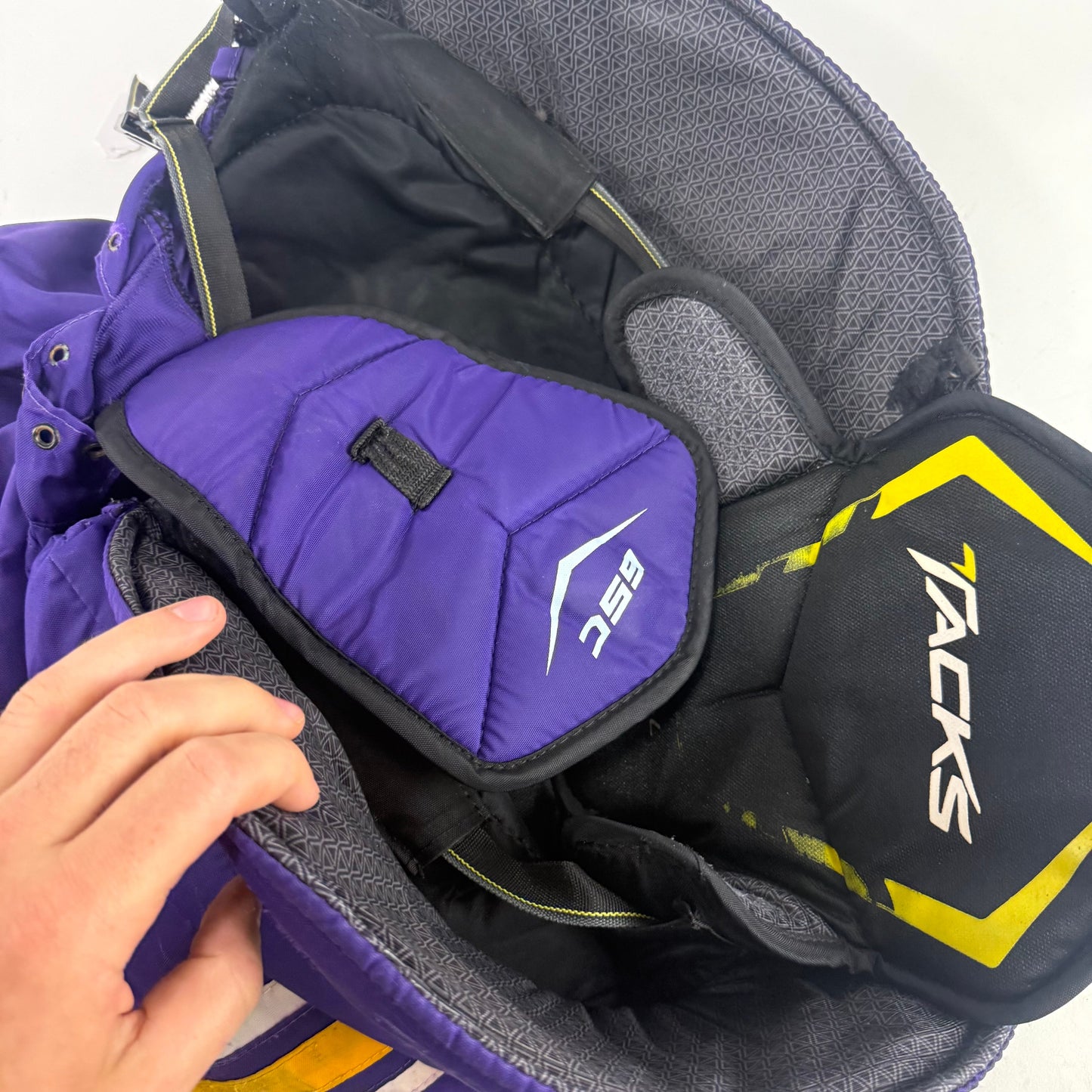 Used Purple/Yellow CCM Tacks 65C Pants | Large | E533