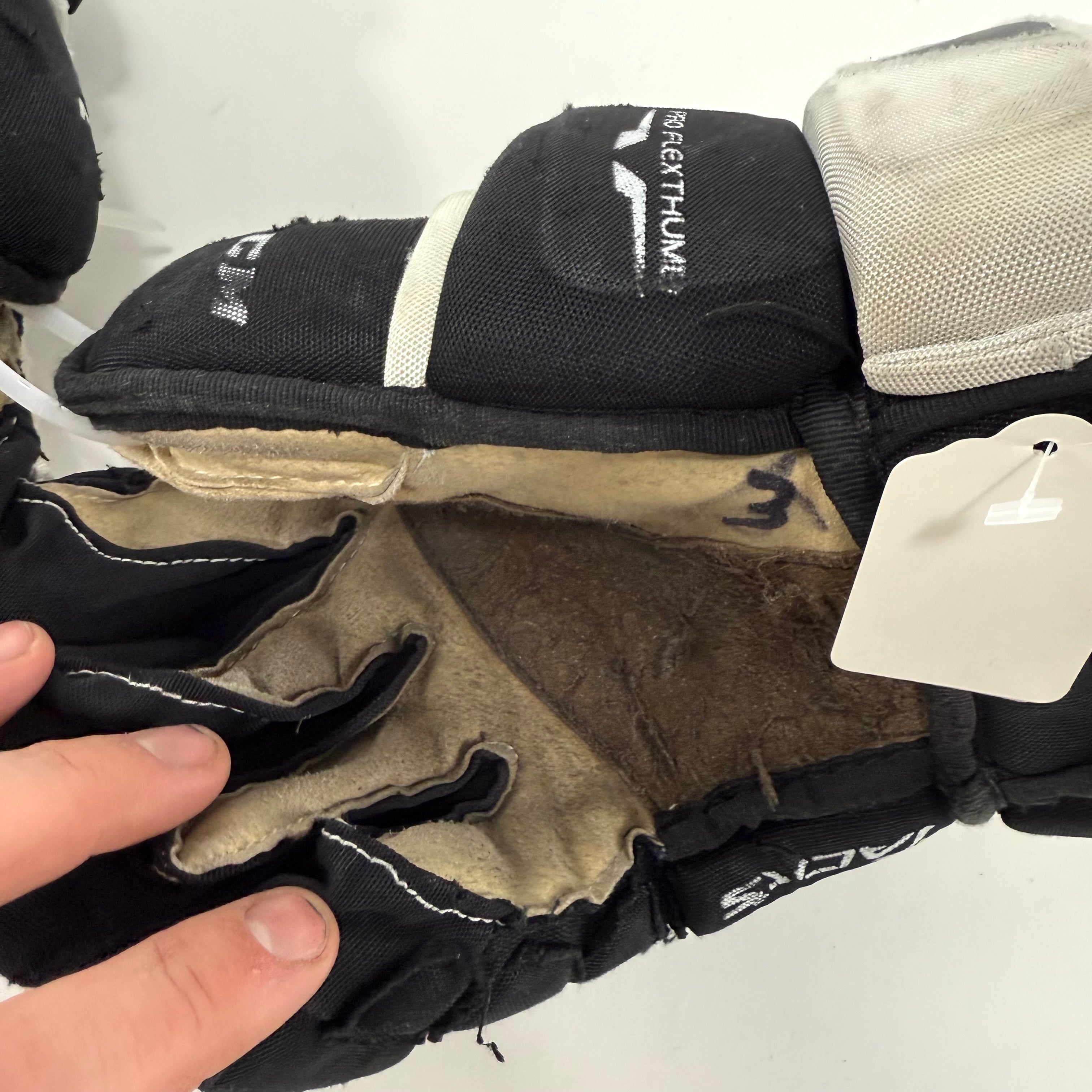 Used Black and White CCM 4 Roll Pro Gloves | 14" | U177 - Top Flight Hockey