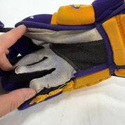 Used Yellow and Purple CCM 4 Roll Pro Gloves | 13" | E519