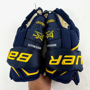 New Navy and Yellow Bauer Vapor 1x Pro Gloves | 15" | B574 - Top Flight Hockey