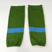 Used | Green with Blue Stripe Hockey Socks with Velcro