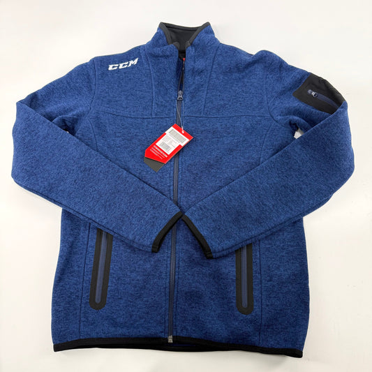 New Navy CCM Youth Fleece Full Zip Jacket | Youth XL | #191520014568 - Top Flight Hockey