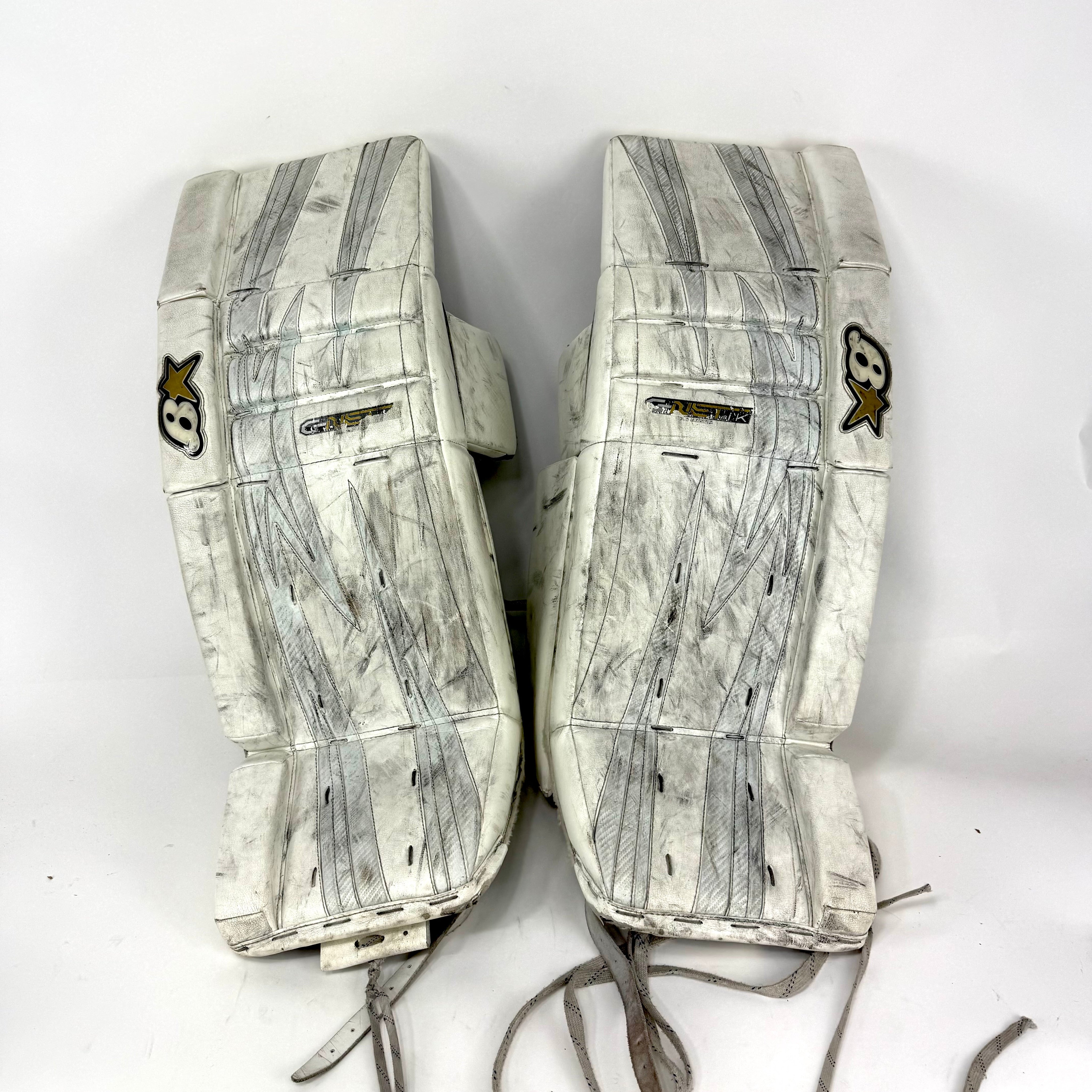Used White Brian's Gnetik Goalie Pads | 35 +1" - Top Flight Hockey