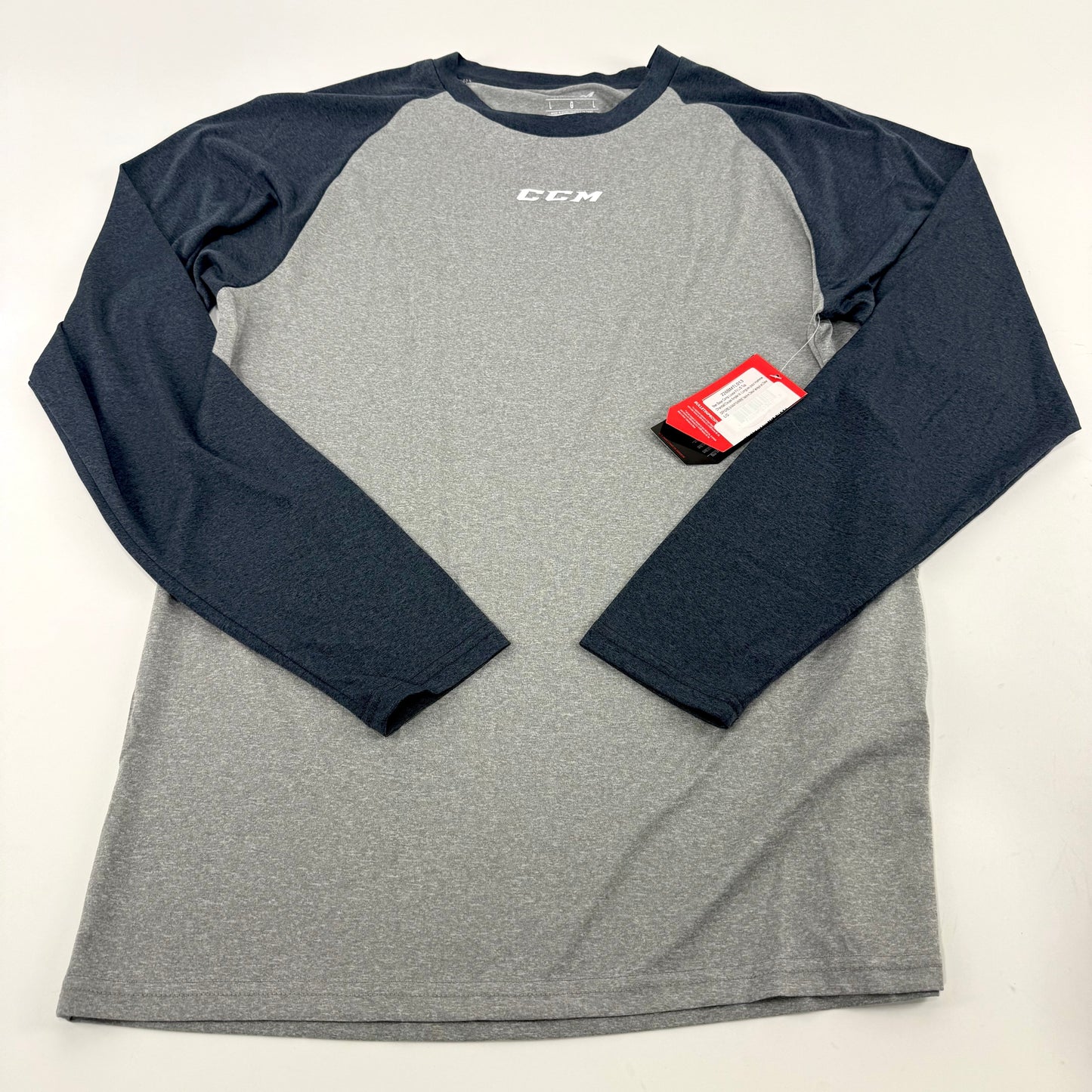 New CCM Mens Basecamp Two Tone Long Sleeve | Grey/Navy | Senior L | #191520510954
