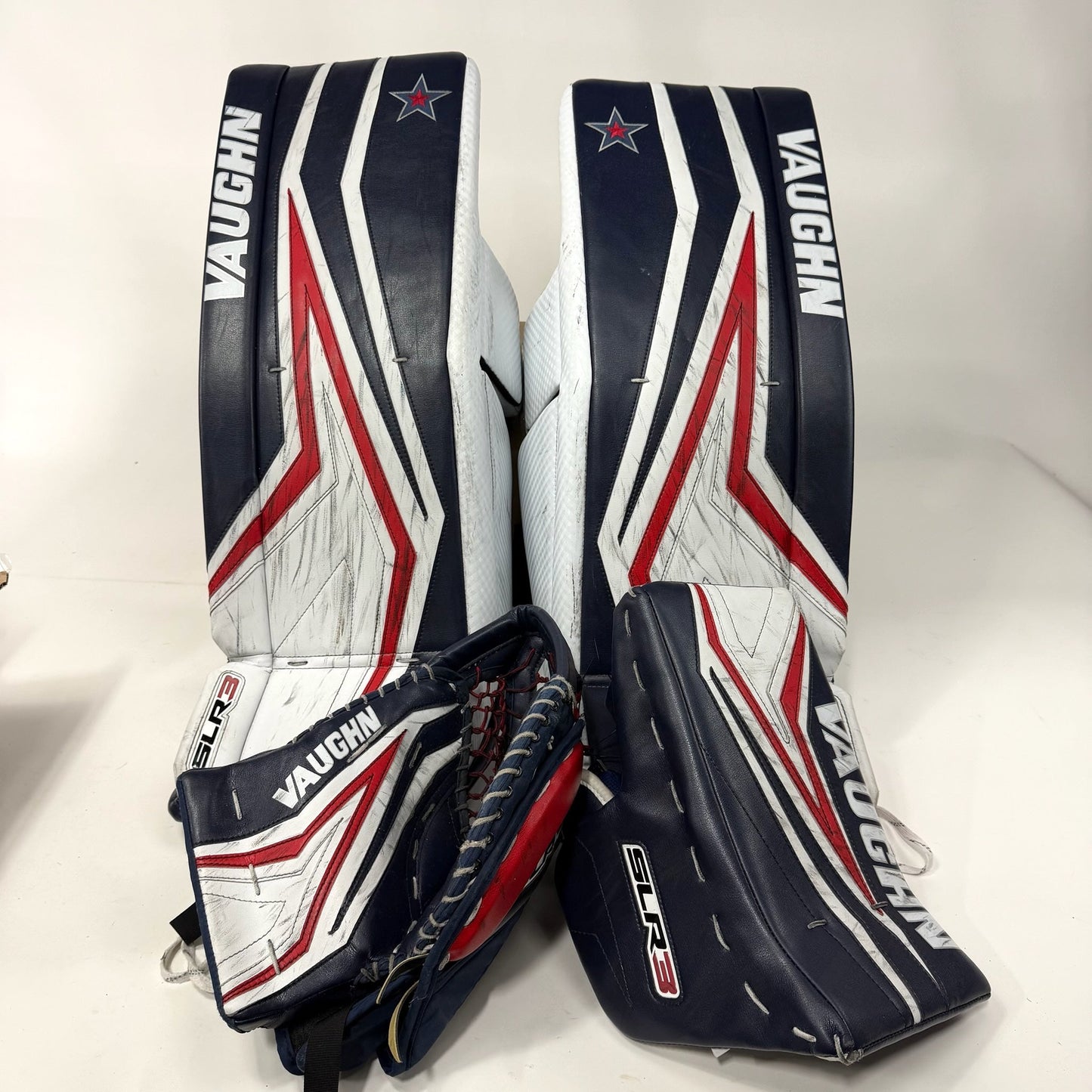 Used Regular Navy/Red/White Vaughn SLR3 Pro Carbon Goalie Set | 32 +2" Pad Size