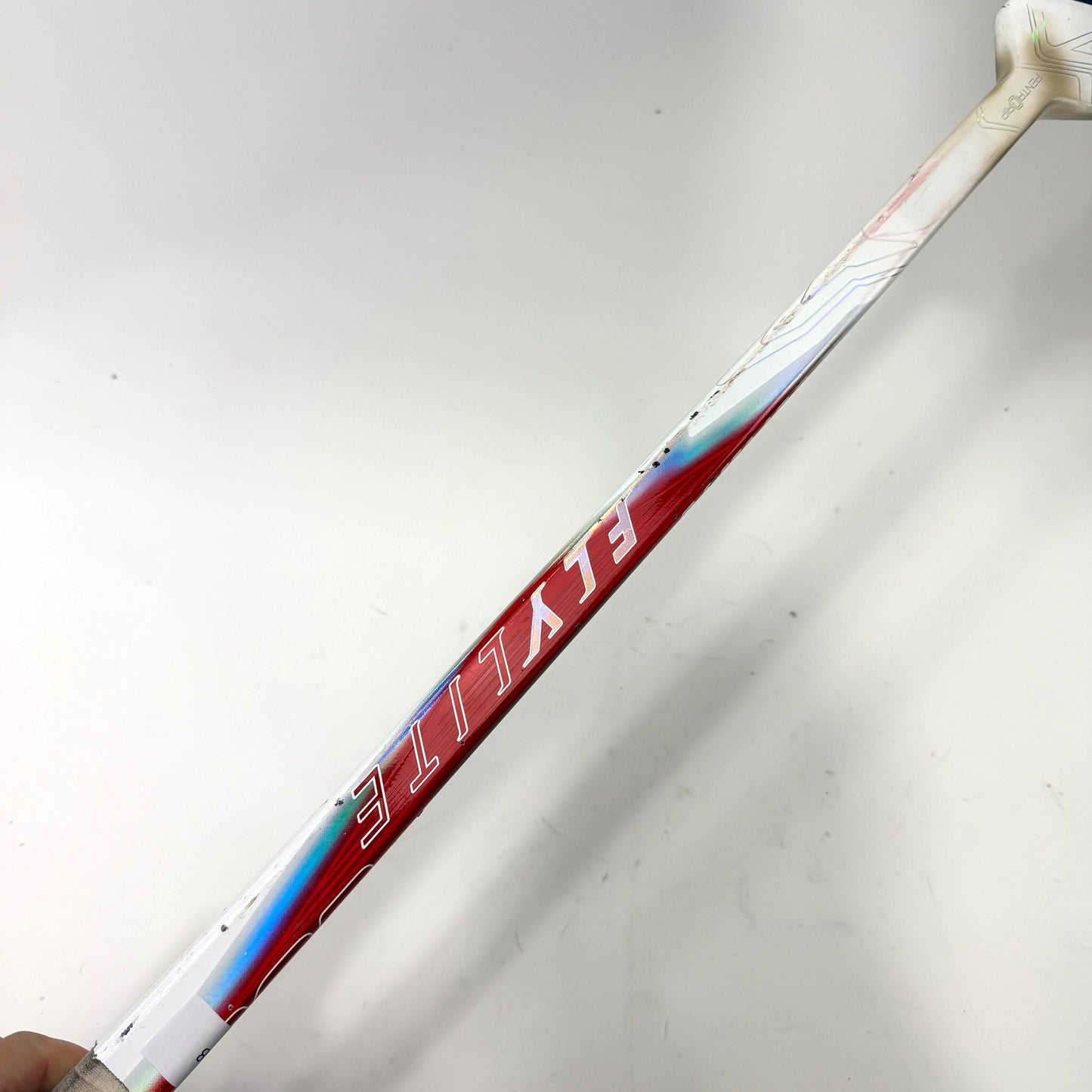 Used Regular White/Red Bauer Flylite Goalie Stick | 24" Paddle P34 Curve | AB708