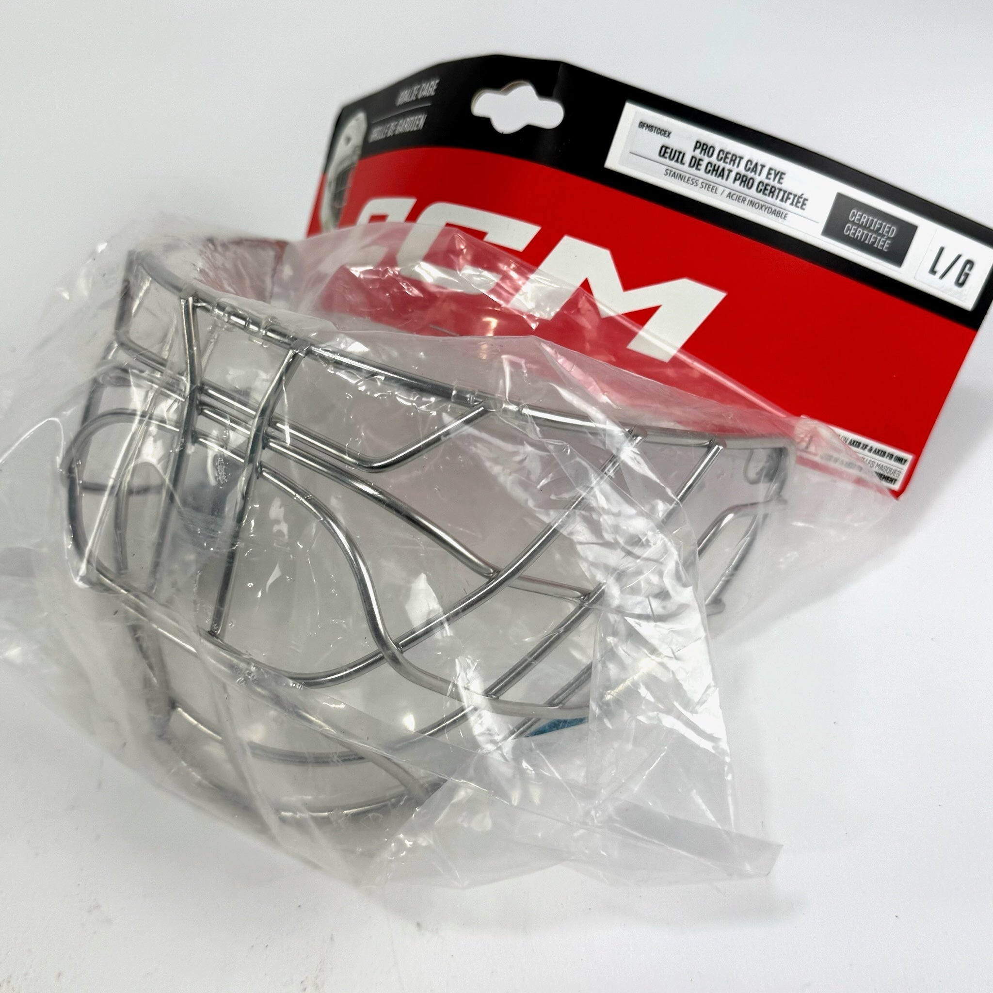 New Chrome CCM Pro Certified Cat Eye Cage | Sr Large - Top Flight Hockey