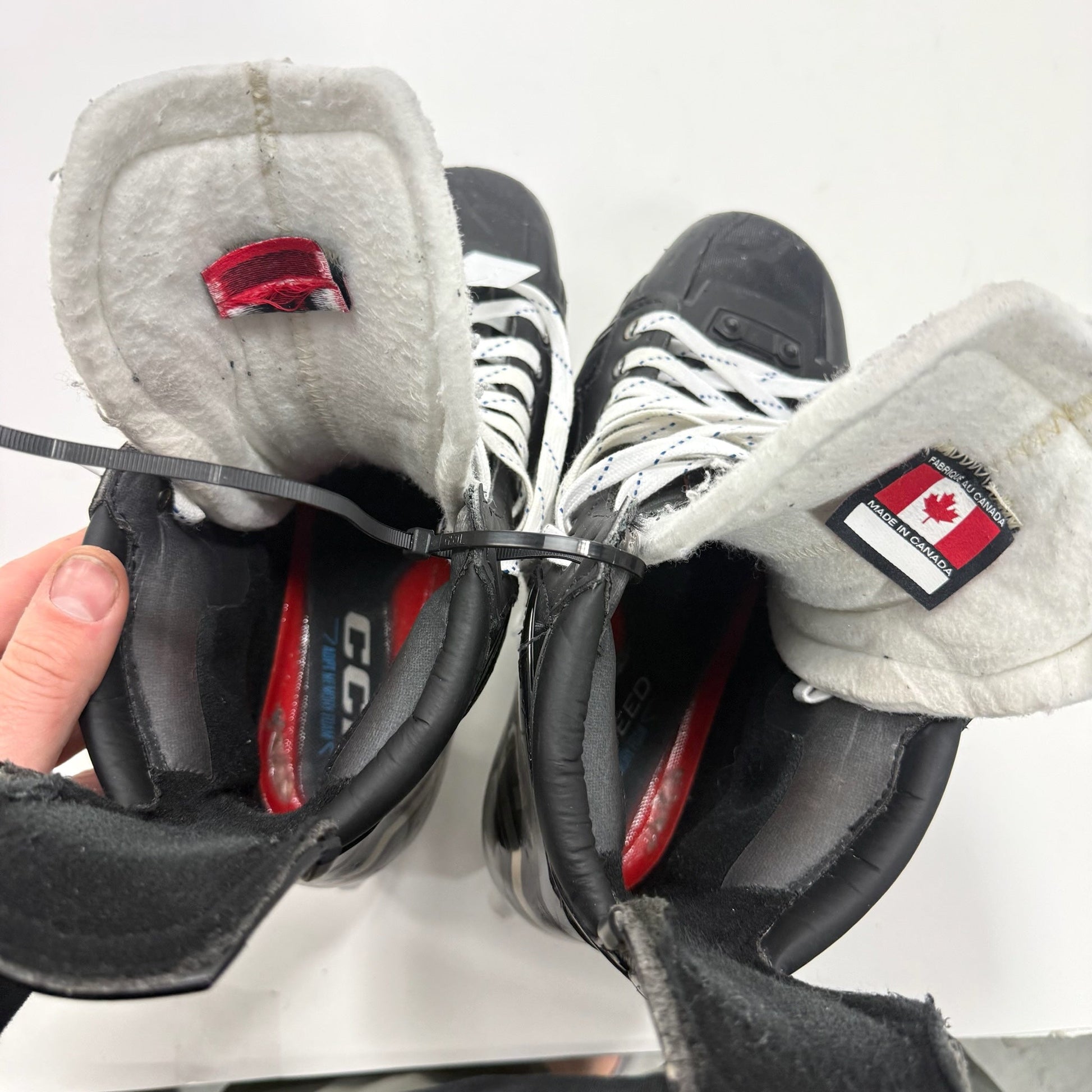 Used Black CCM Jetspeed FT6 Pro Skates | 8.5 D | Chicago Blackhawks Lukas Reichel | BH304 - Top Flight Hockey