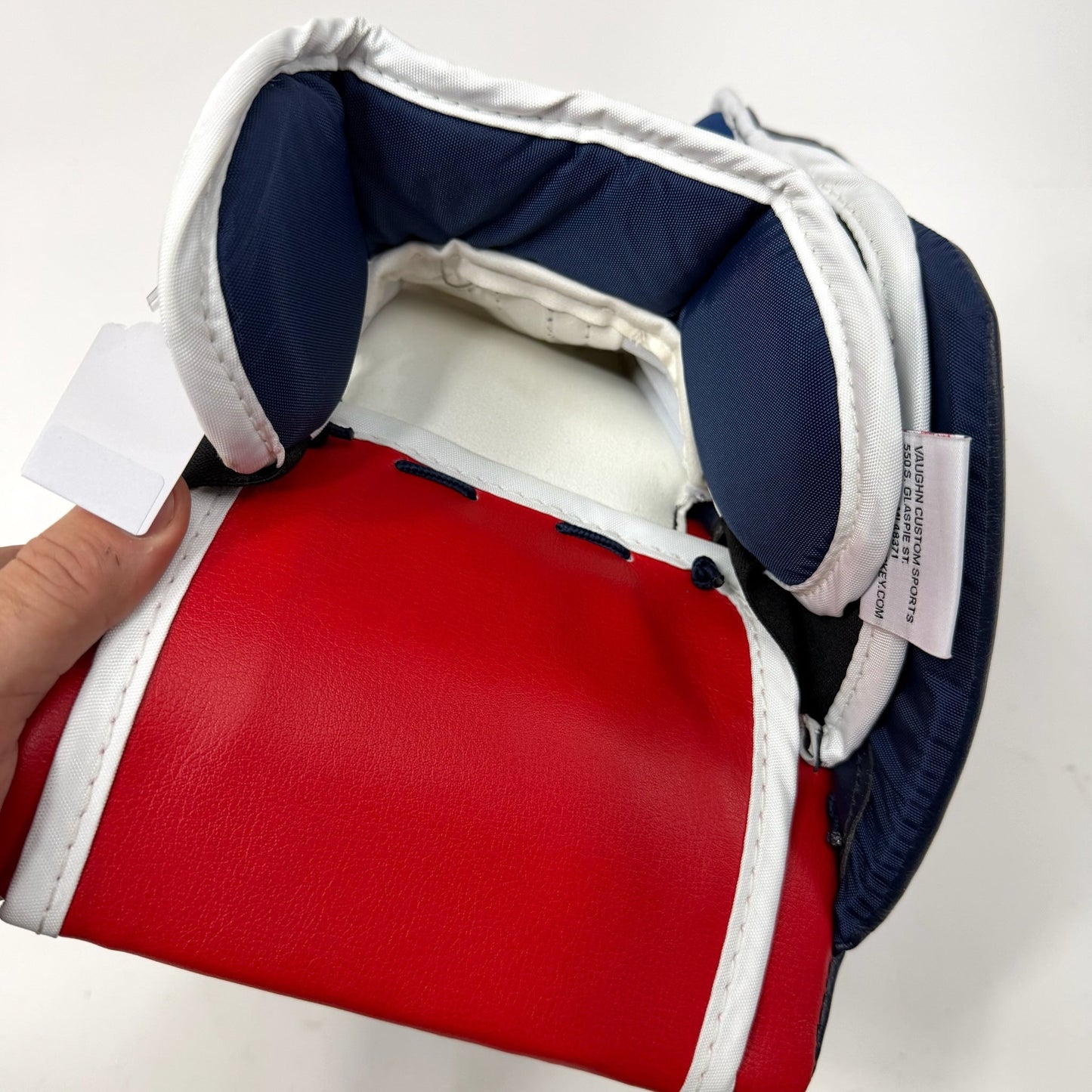 New Regular Navy/Red/White Vaughn V10 Pro Carbon Goalie Blocker | Senior | AB528