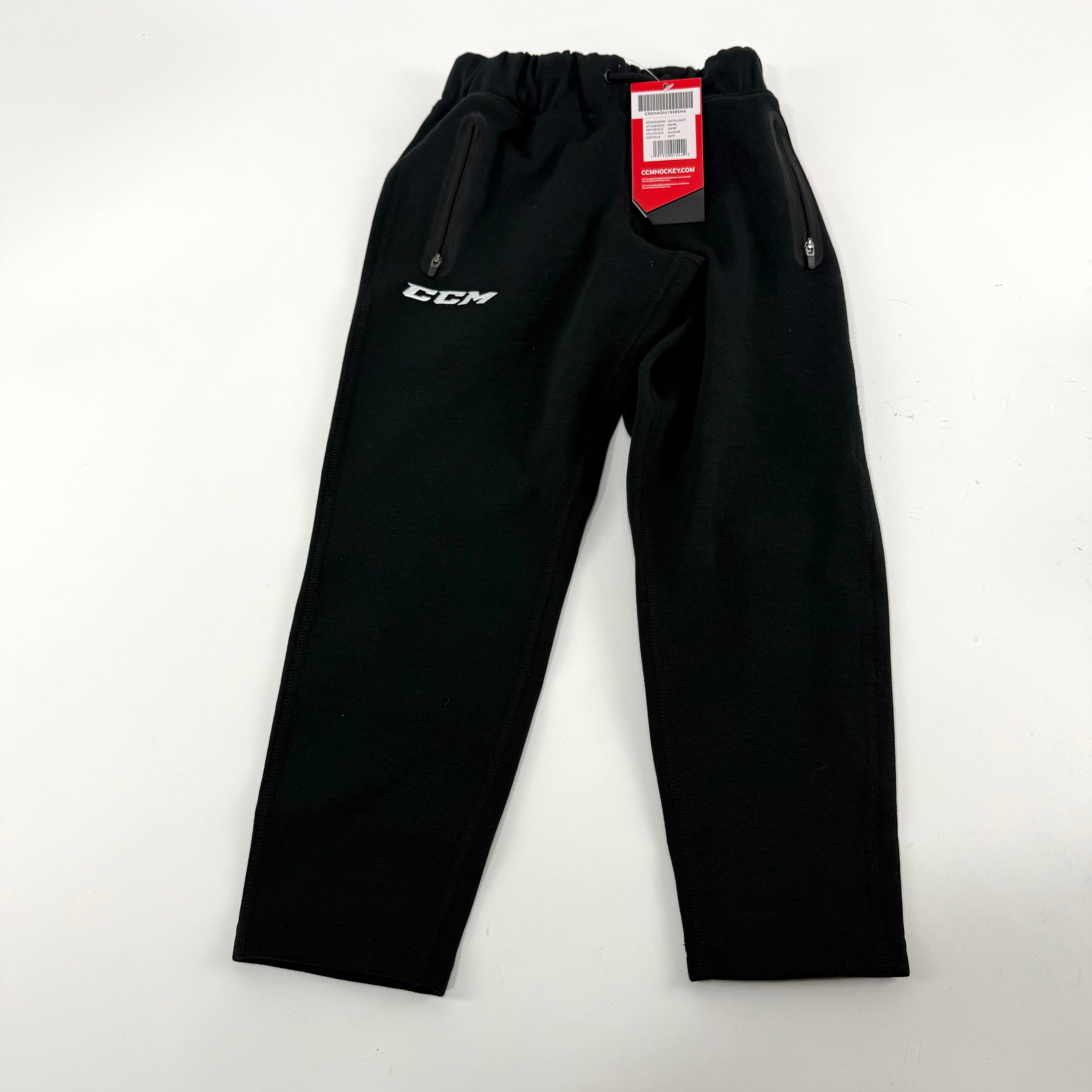 New Black CCM Youth Premium Tapered Fleece Pant | Youth XS | #191520015442 - Top Flight Hockey