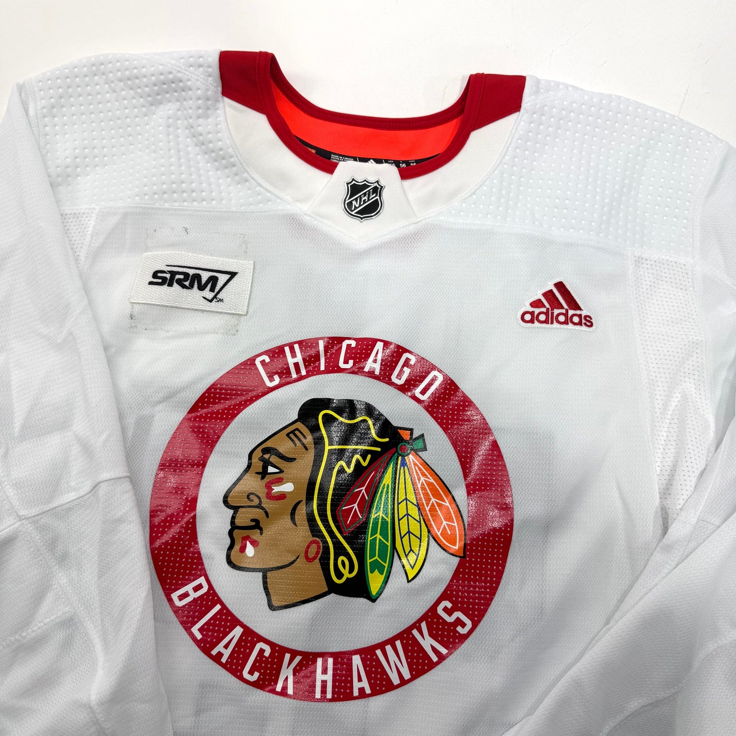 Used White Chicago Blackhawks Adidas MIC Practice Jersey | Size 56 | Teply #53
