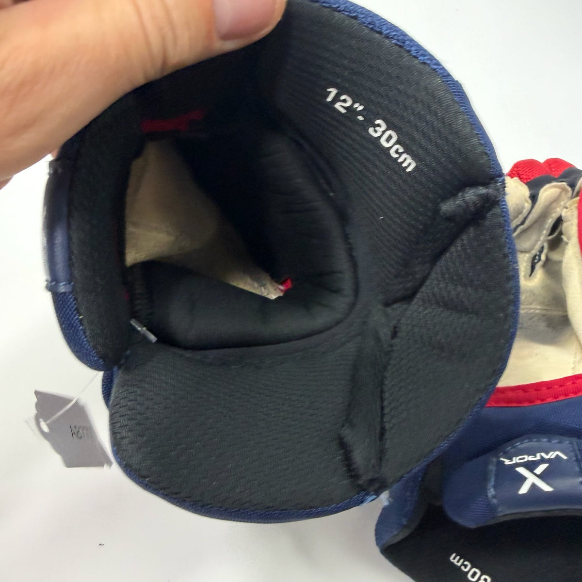 Used Blue Red White Bauer Hyperlite Gloves | 12" | AB777