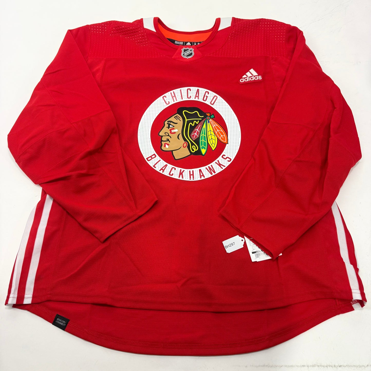 New Red Prime Green Chicago Blackhawks Adidas MIC Practice Jersey | Size 56 | BH297 - Top Flight Hockey