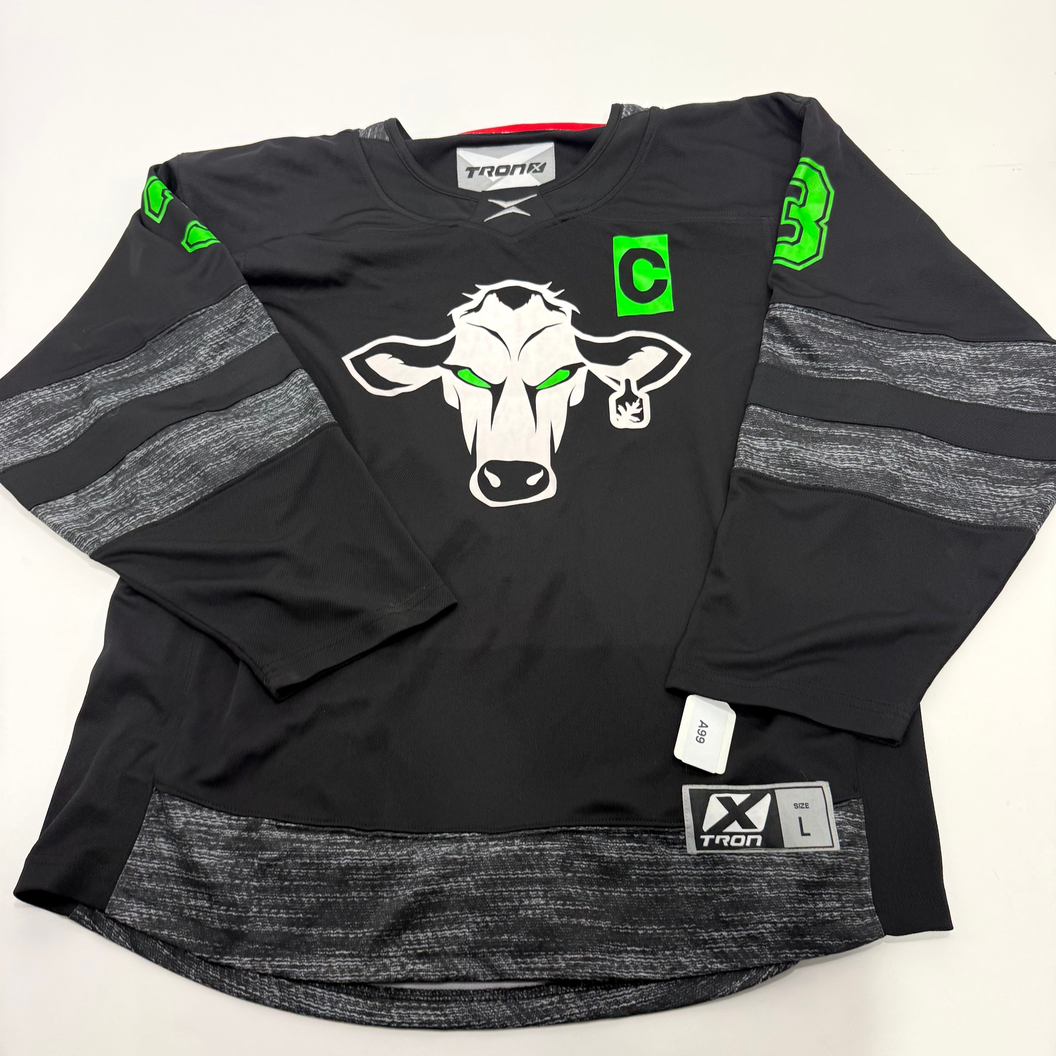 Used Black Cow Tron Jersey | Large | A99 - Top Flight Hockey