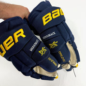 New Navy and Yellow Bauer Vapor 1x Pro Lite Gloves | 15" | B608 - Top Flight Hockey