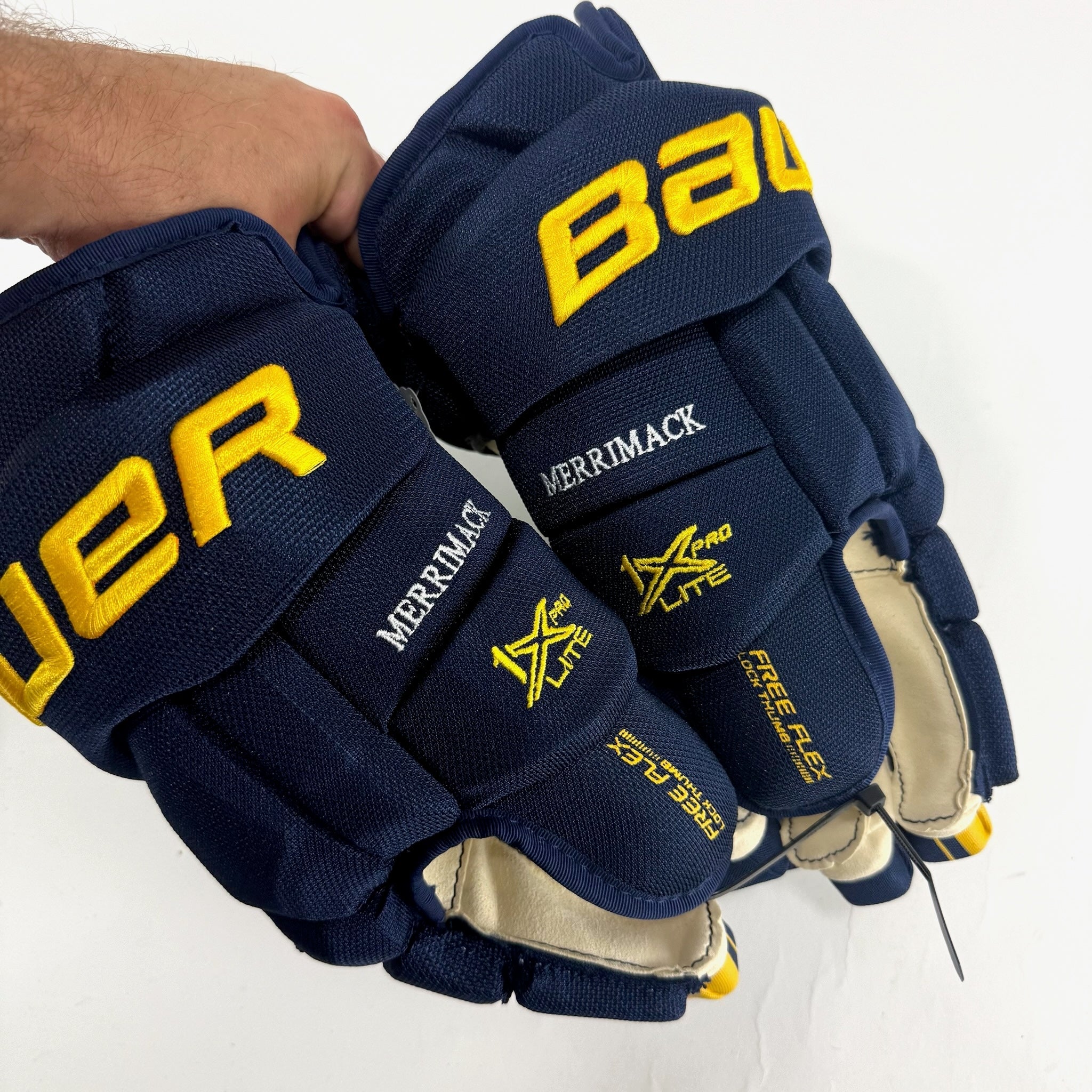 New Navy and Yellow Bauer Vapor 1x Pro Lite Gloves | 15" | B608 - Top Flight Hockey