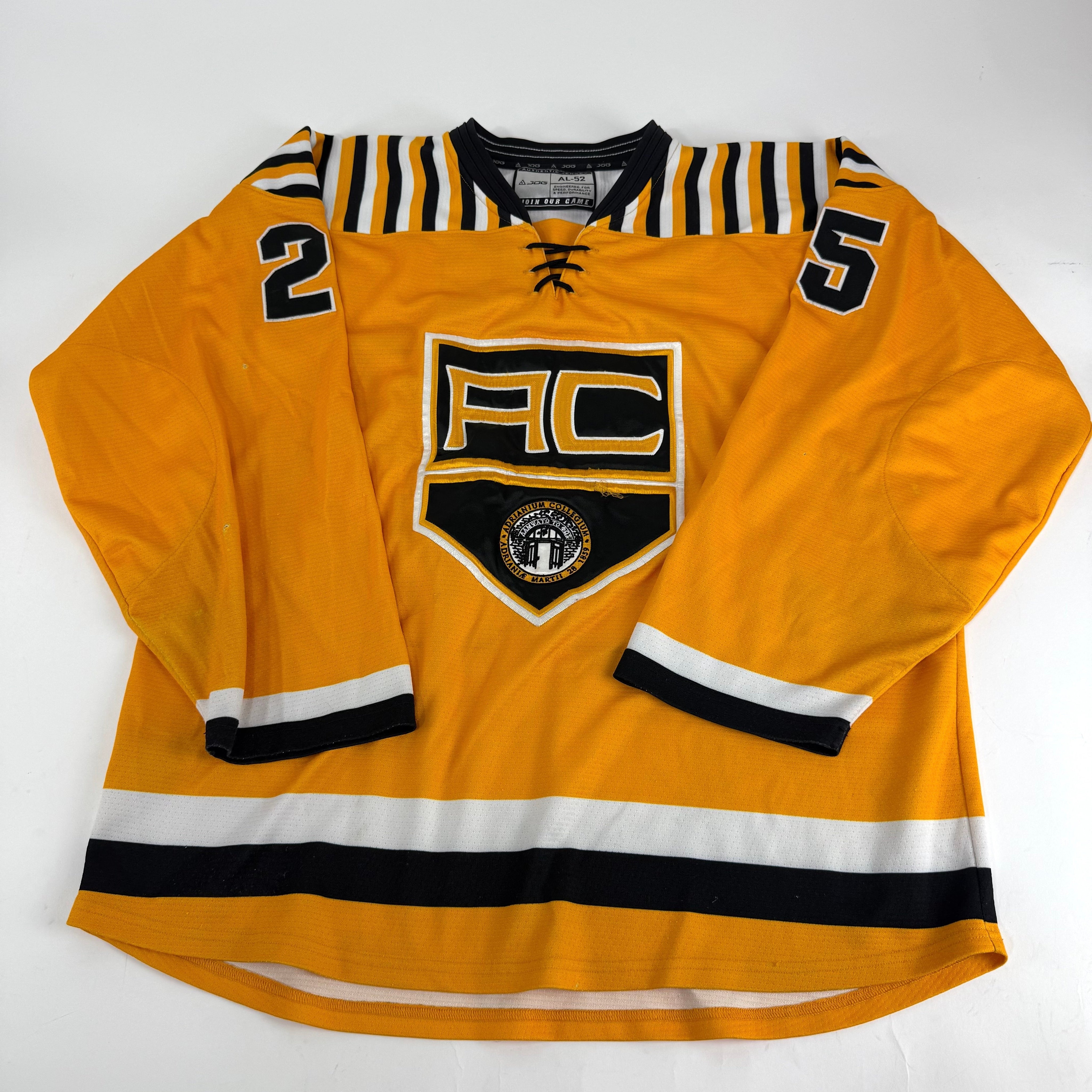 Yellow JOG Adrian College Game Jersey | Size 52 | Cruz #25 - Top Flight Hockey
