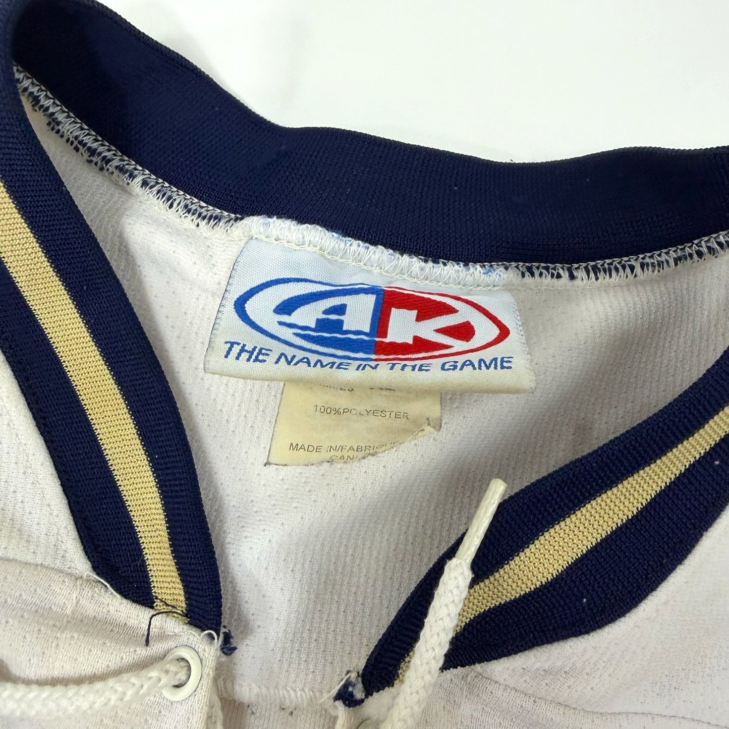 Used White/Navy/Gold Blank AK Hockey Jersey | Senior XL | AB741