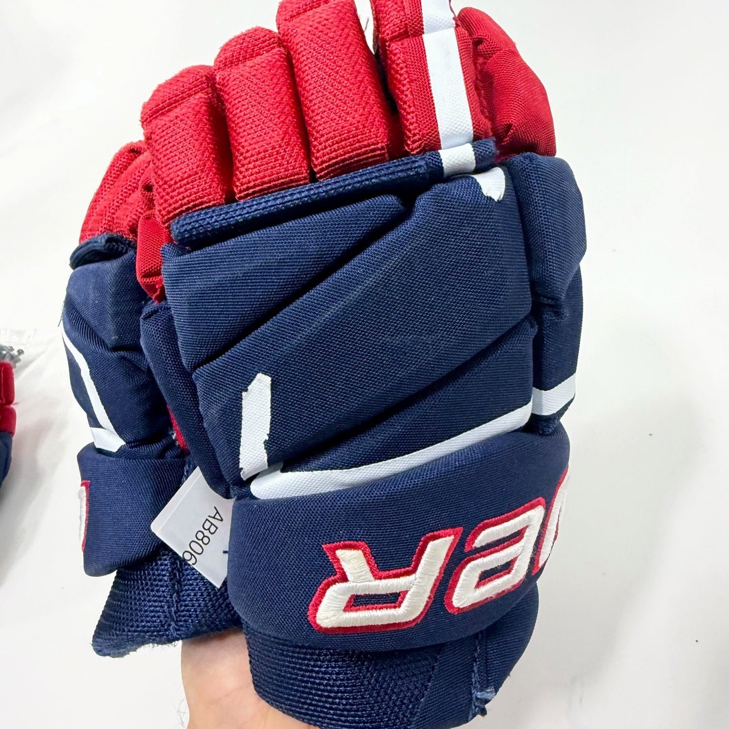 Used Blue Red White Bauer Hyperlite Gloves | 12" | AB806