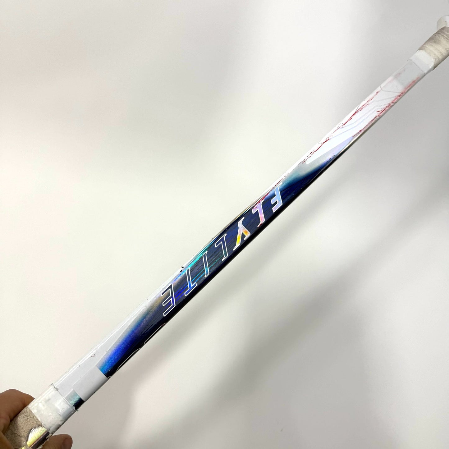 Used Regular White/Navy Bauer Vapor Flylite Goalie Stick | 25" Paddle Wedge Curve | J197