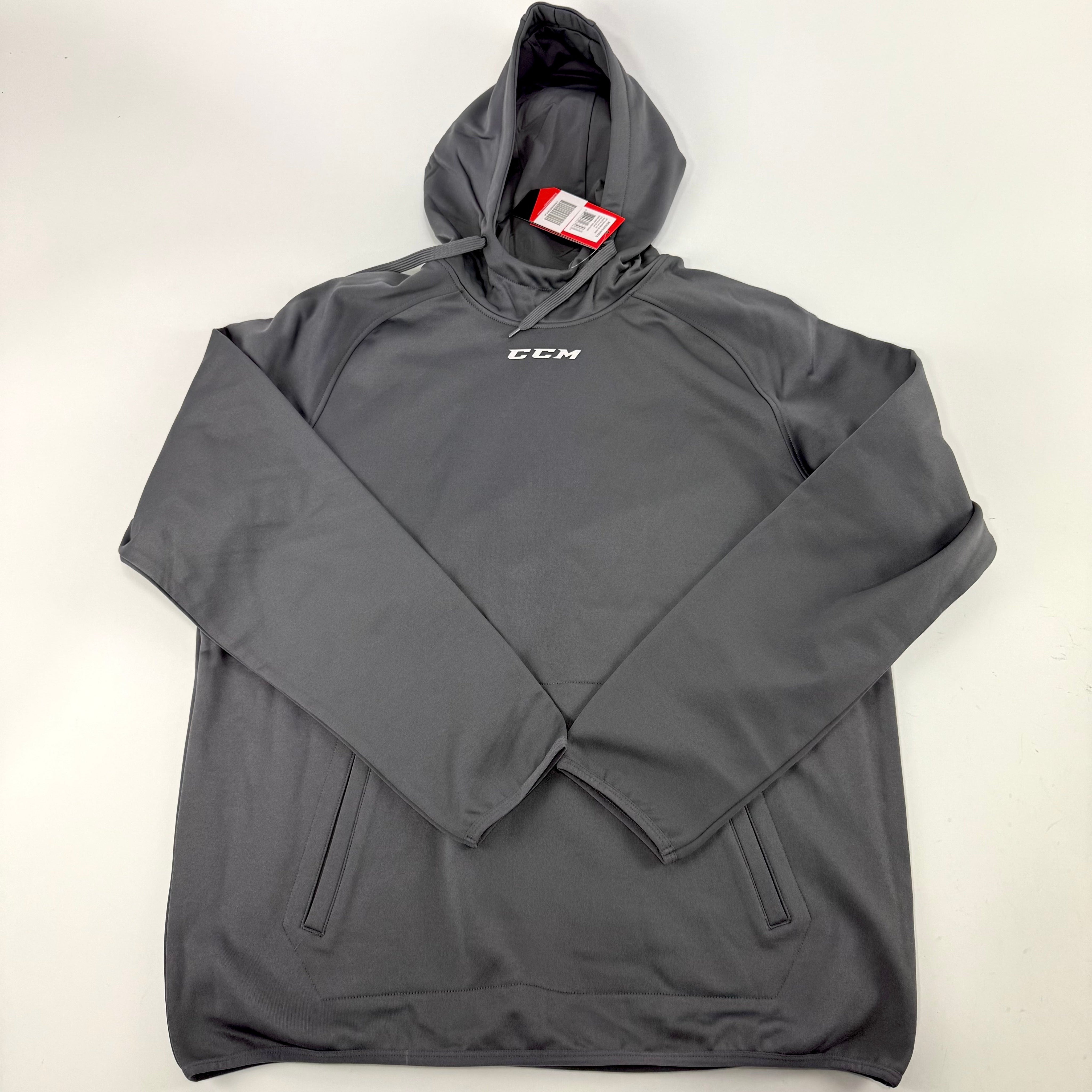 New Dark Grey CCM Mens Performance Fleece Hoodie | Senior L | #888600267067 - Top Flight Hockey