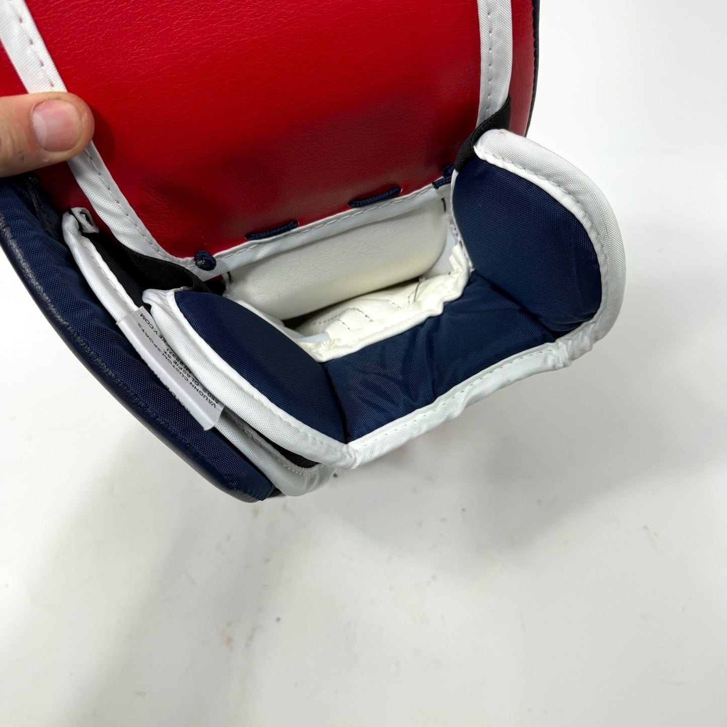 New Regular Navy/Red/White Vaughn V10 Pro Carbon Goalie Blocker | Senior | AB528