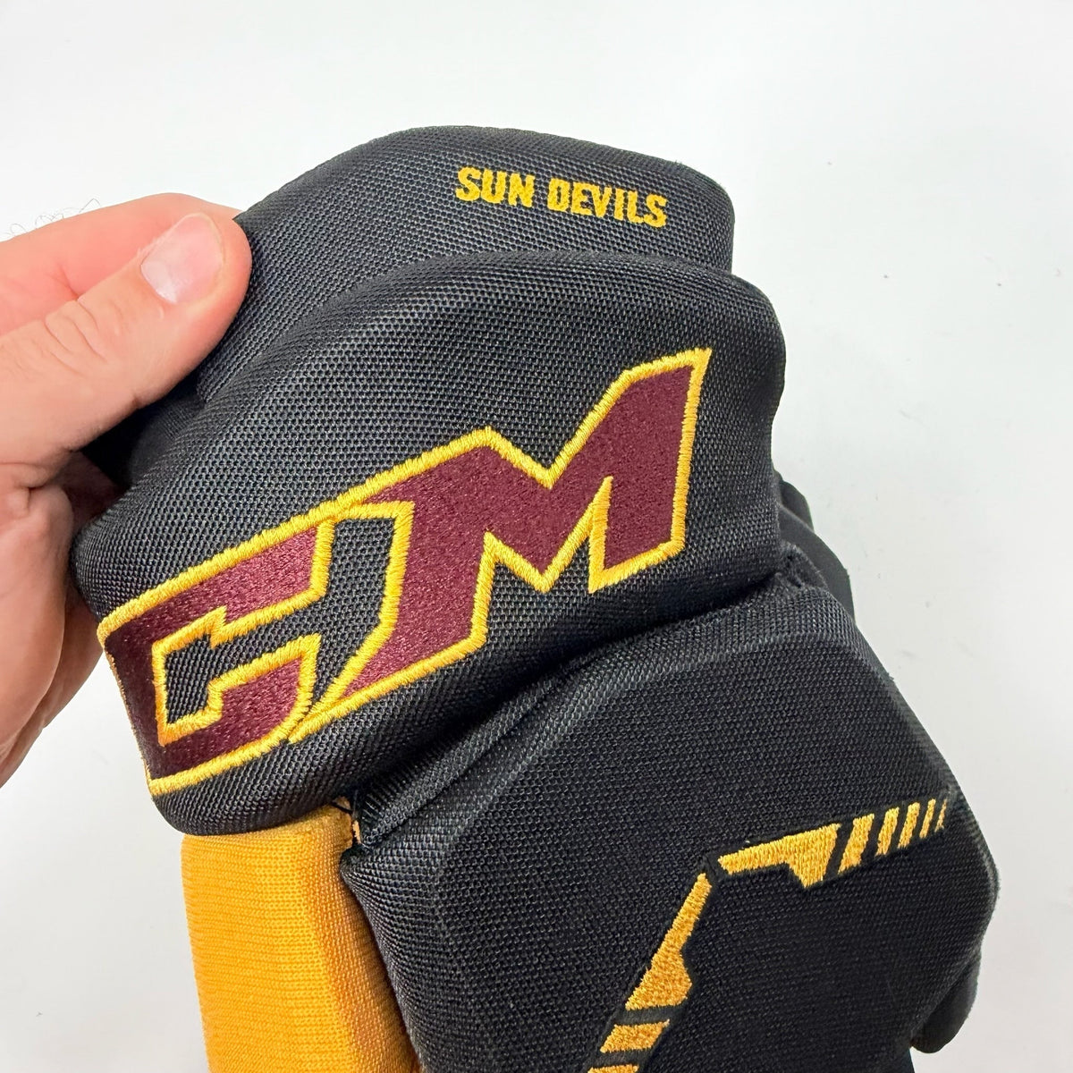 Used Black and Yellow Arizona State Sun Devils CCM Tacks Pro Gloves | 14" | AB386
