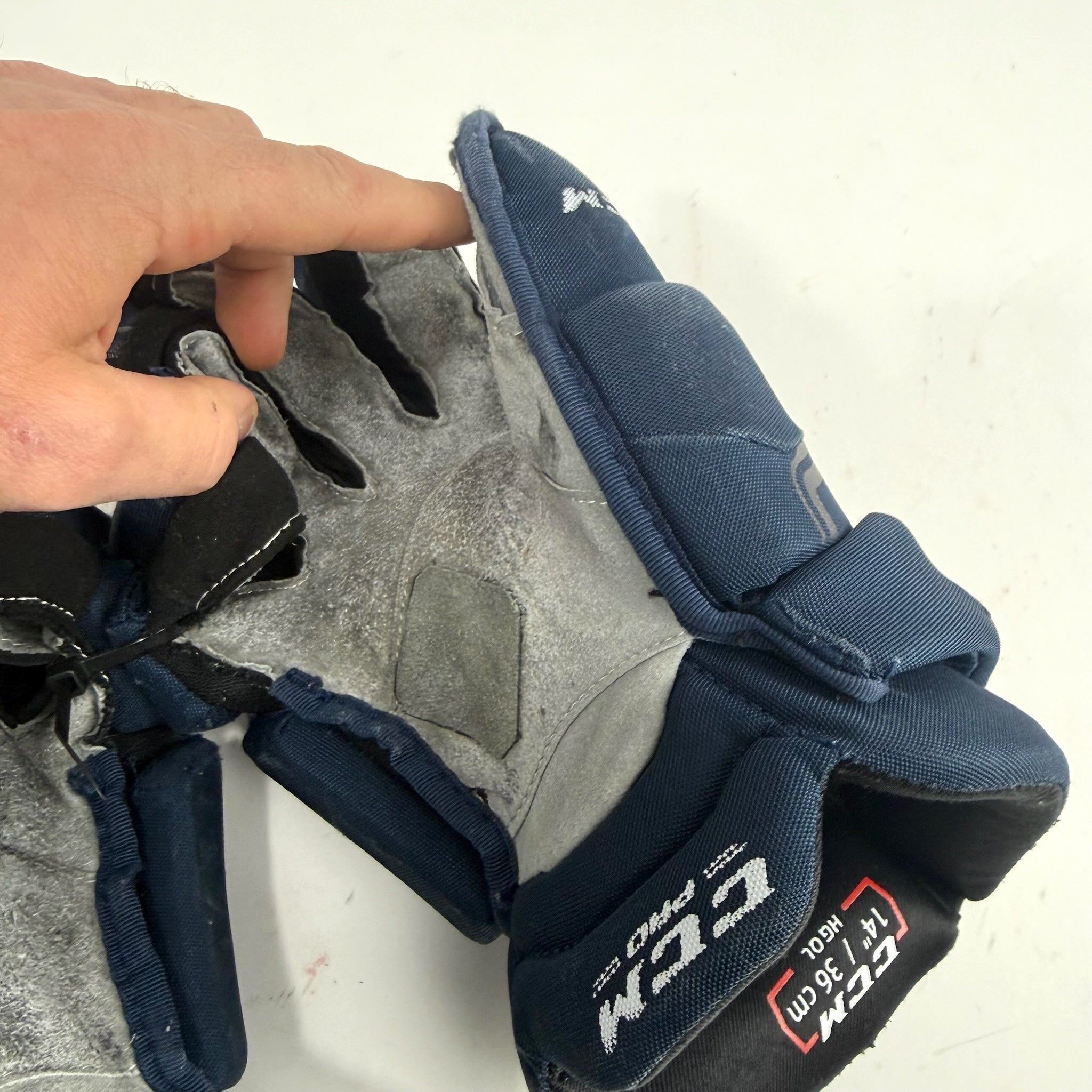 Used Navy CCM HGQL Gloves | 14"