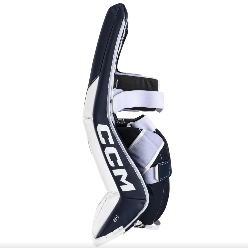 New CCM White and Navy E Flex 6.5 Goalie Pads | 30+1" | #191520631307 - Top Flight Hockey