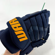 Used Navy STL Blues Warrior Alpha DX Pro Gloves | 14" | Suter | D161 - Top Flight Hockey
